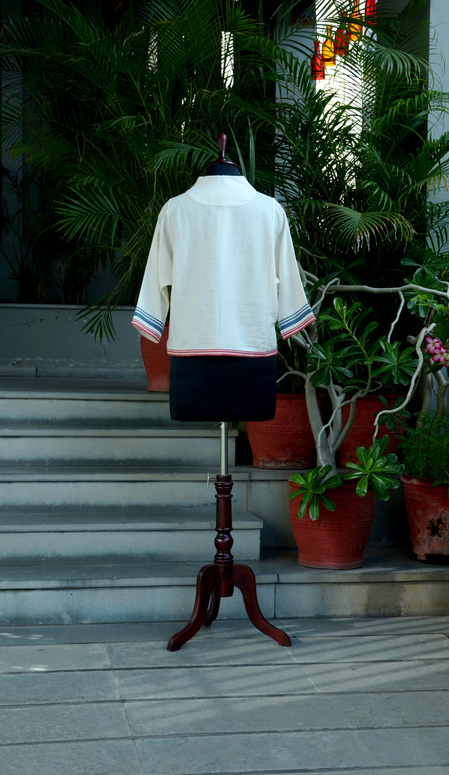 High-Collar Signature Cotton Top