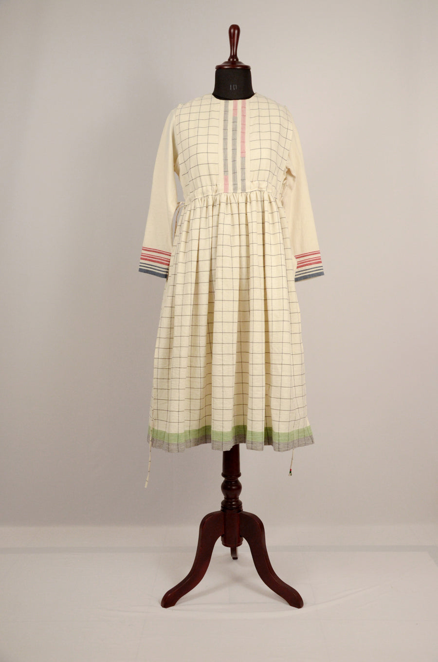 Striped Pocket Cotton Kurta Along with Cape Side-Open