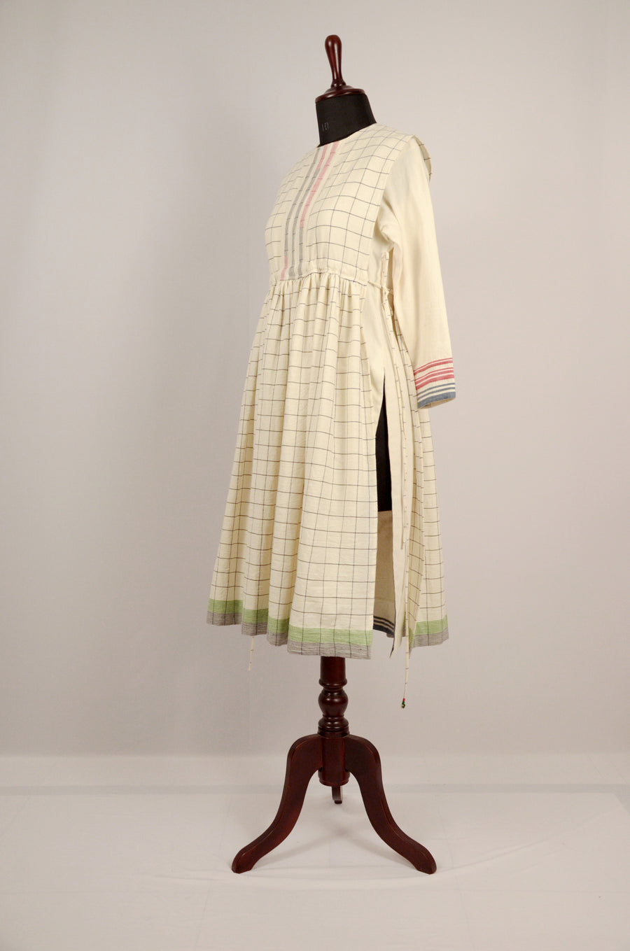 Striped Pocket Cotton Kurta Along with Cape Side-Open