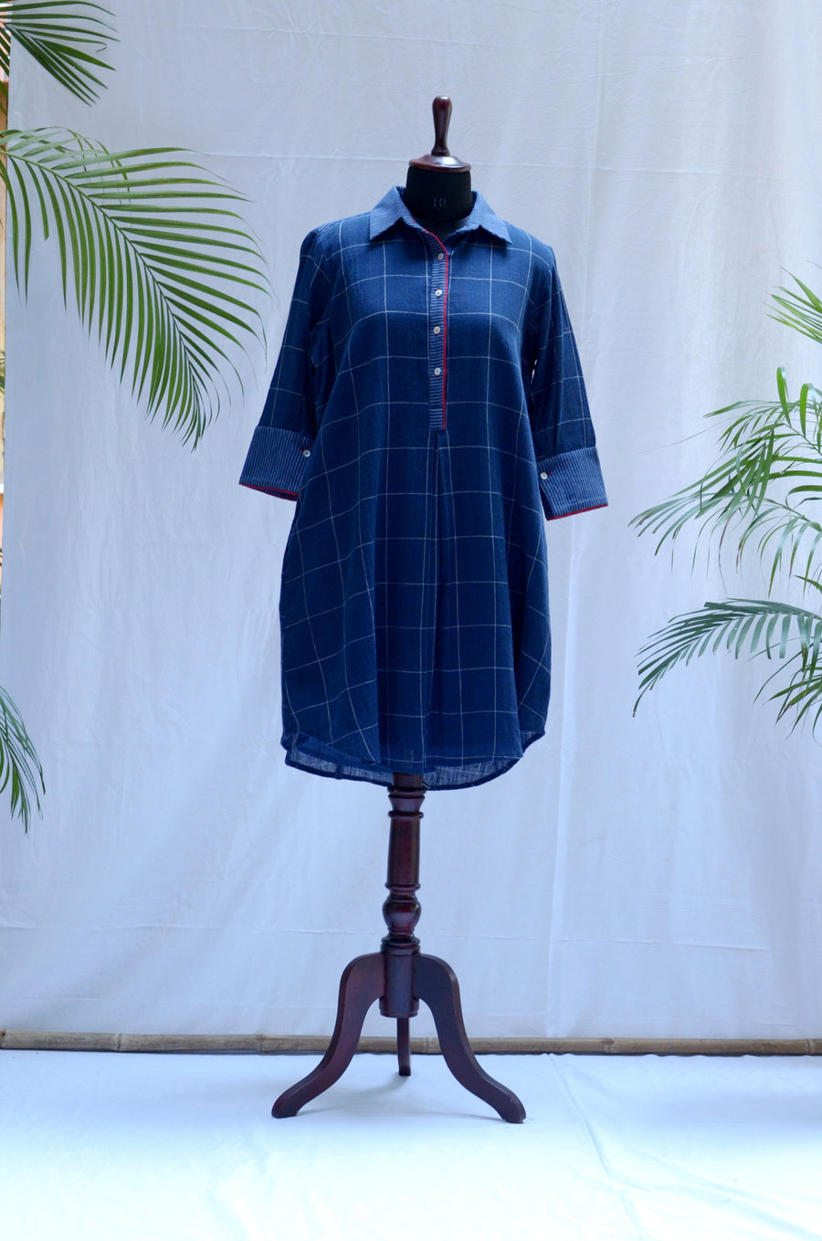 Flared Shirt Cotton Dress with Dapper Cuffs