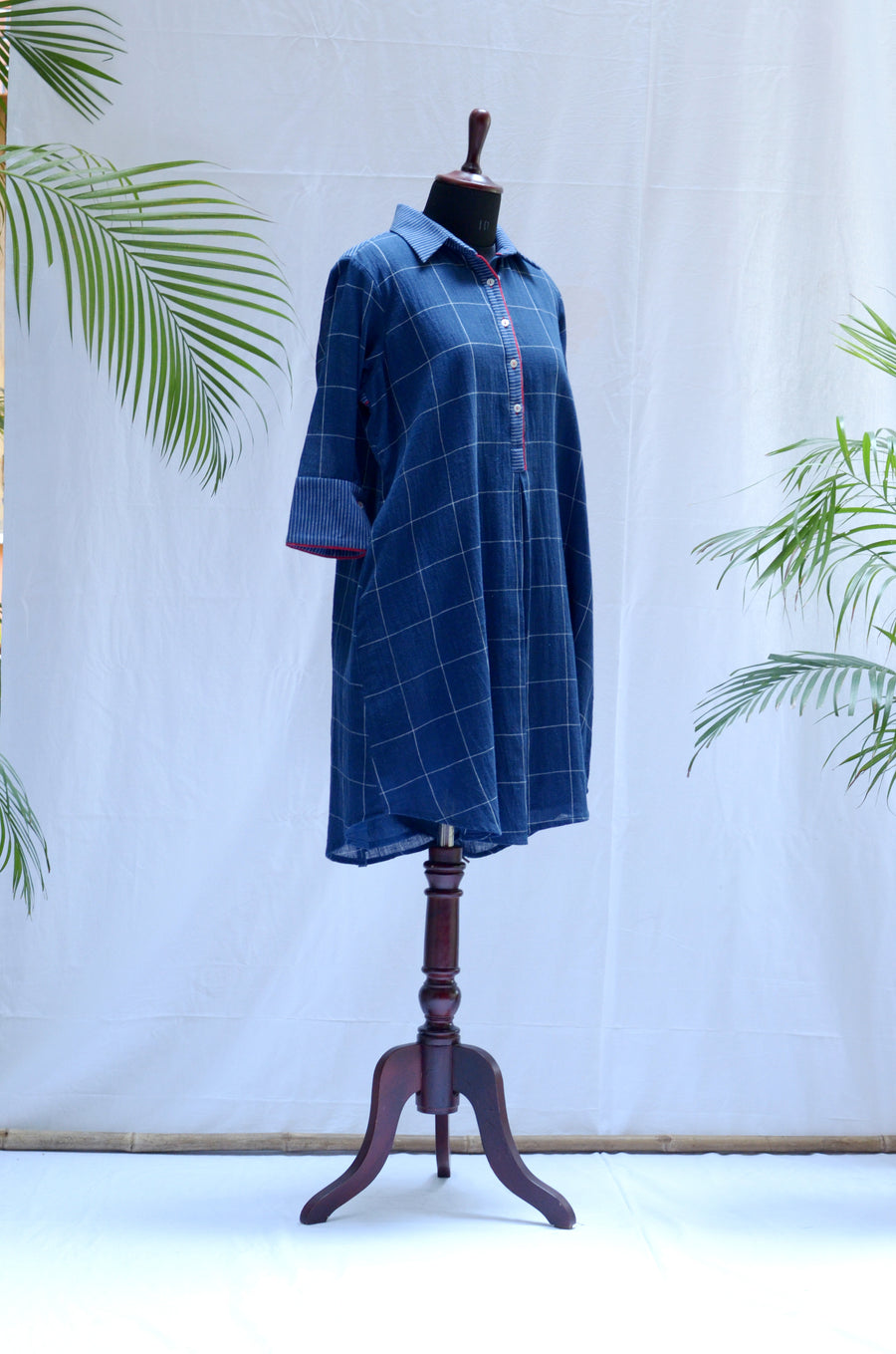 Flared Shirt Cotton Dress with Dapper Cuffs