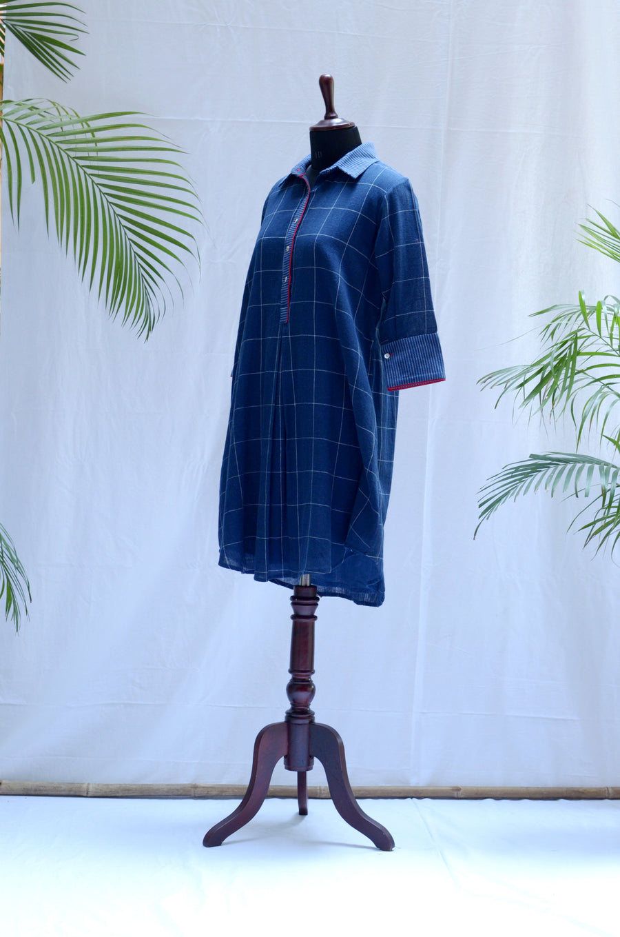 Flared Shirt Cotton Dress with Dapper Cuffs