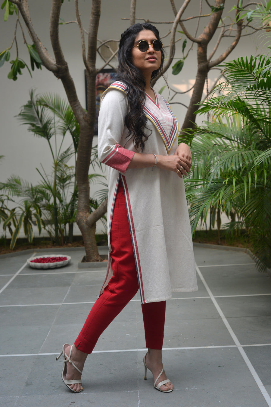 Highly Tailored Color-Striped Cotton Kurta