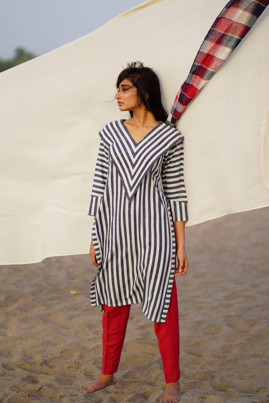 Highly Tailored Striped Cotton Kurta