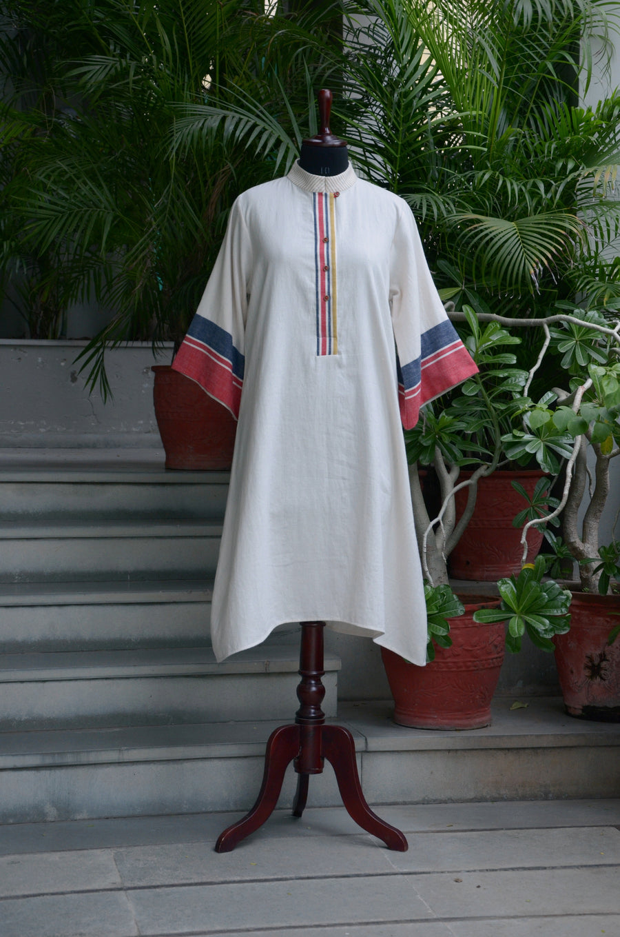 Timeless Color-Band Stand Neck Cotton Kurta