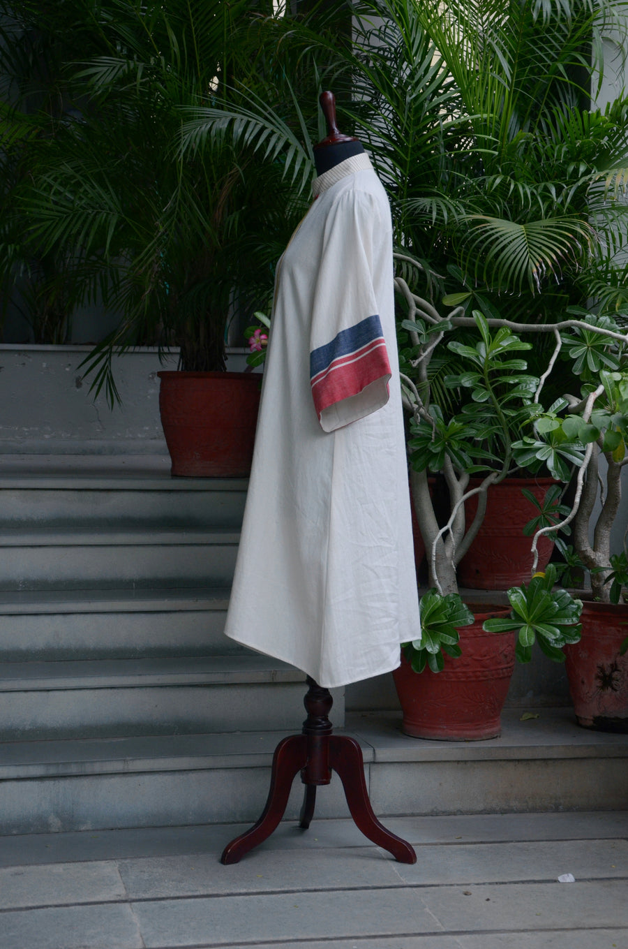 Timeless Color-Band Stand Neck Cotton Kurta