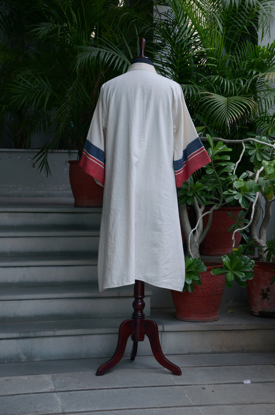 Timeless Color-Band Stand Neck Cotton Kurta