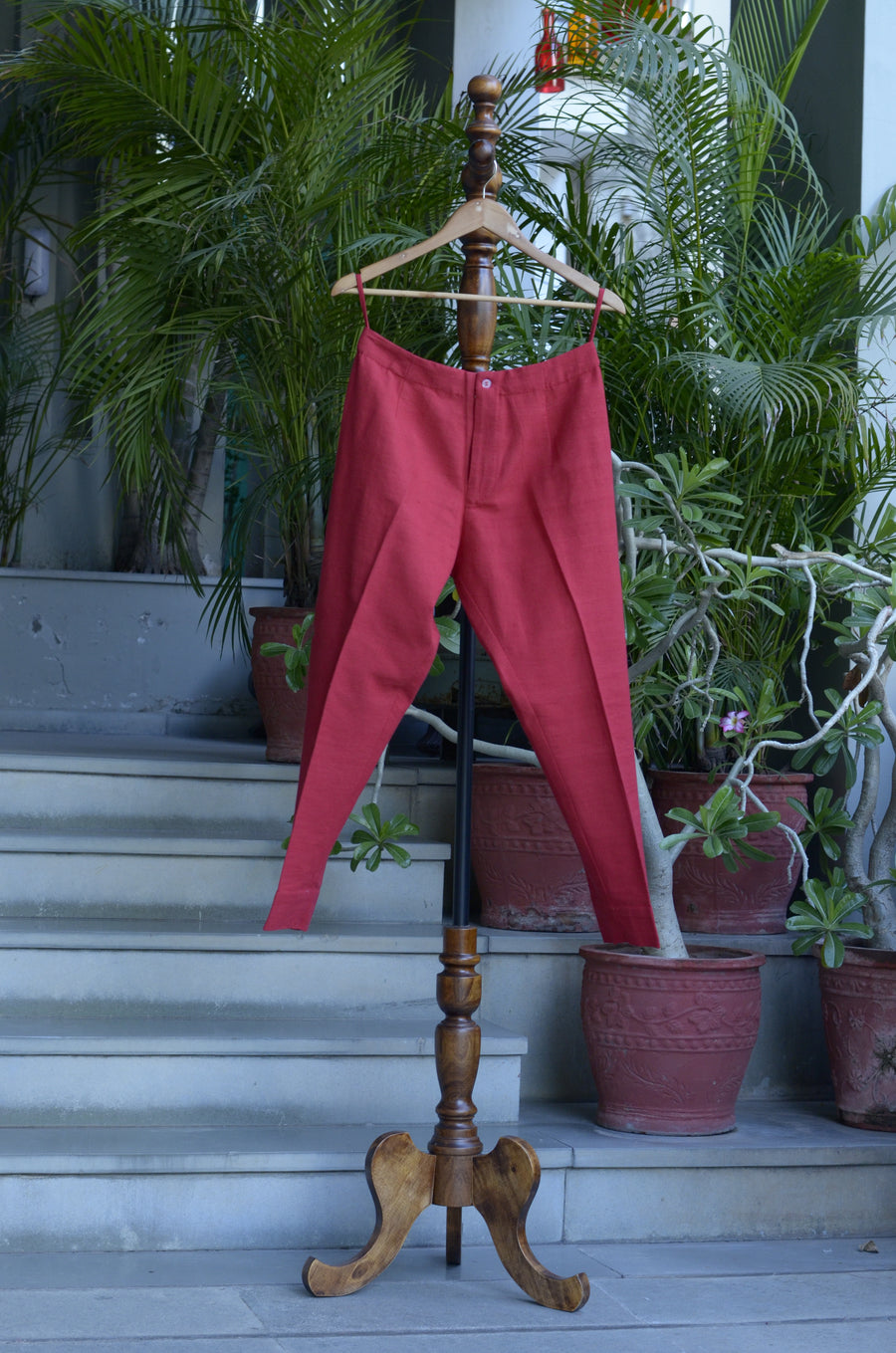 Cotton Narrow Pant - Red