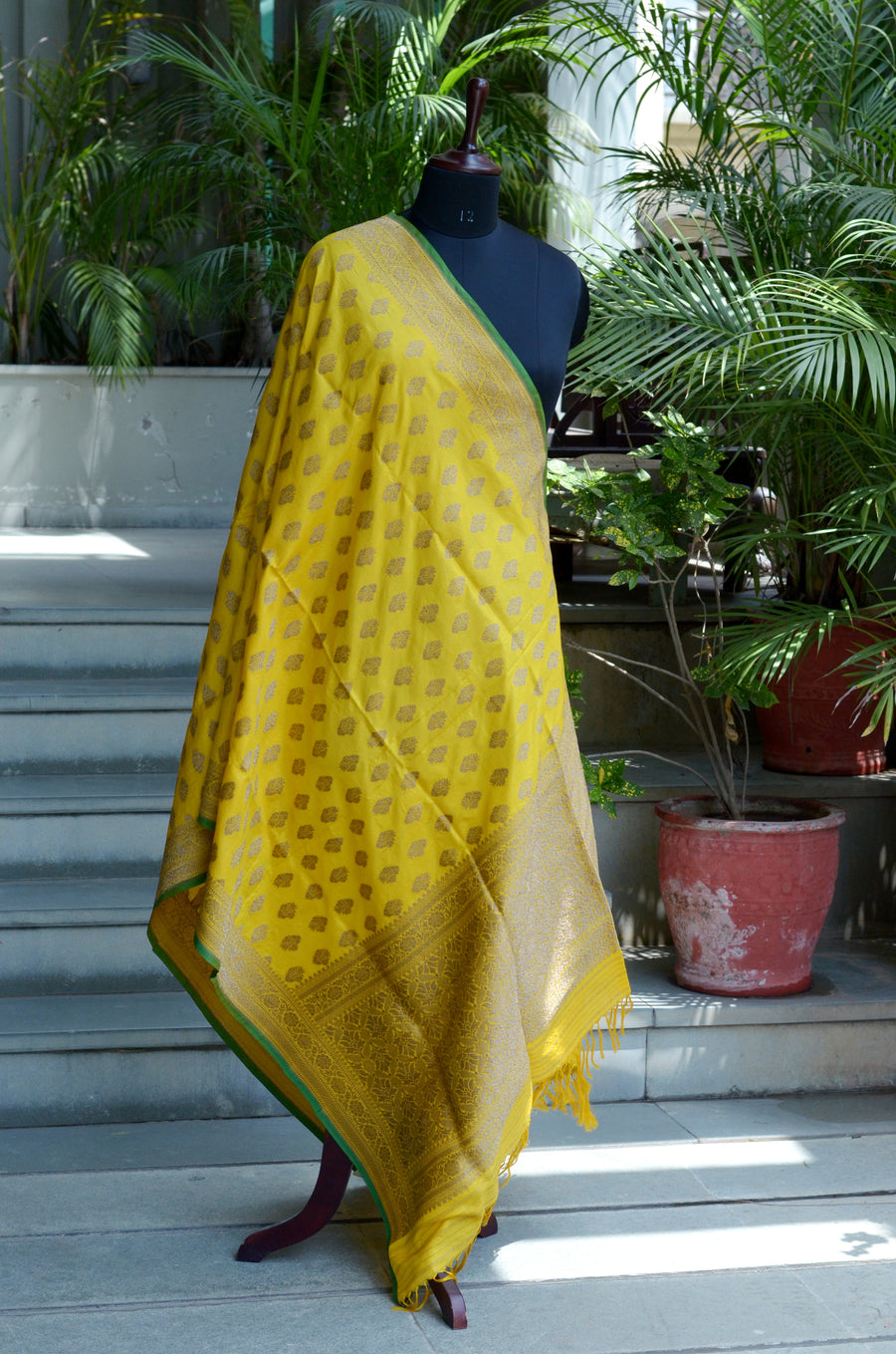 Banarasi Handloom Dupatta - Yellow