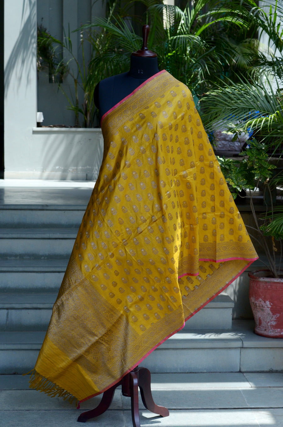 Banarasi Handloom Dupatta - Mustard