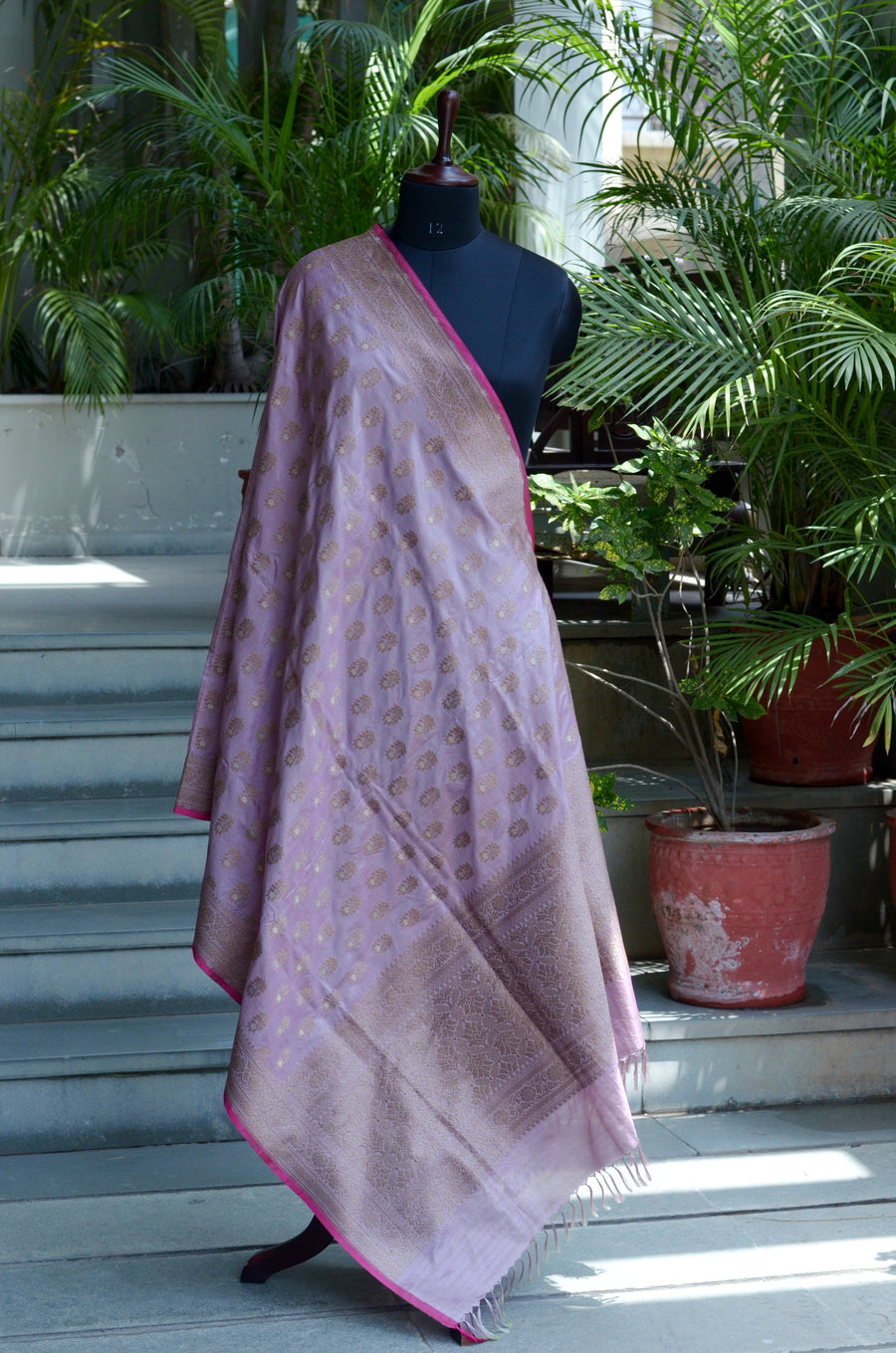 Banarasi Handloom Dupatta - Lilac