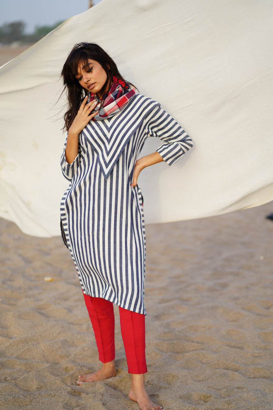 Highly Tailored Striped Cotton Kurta