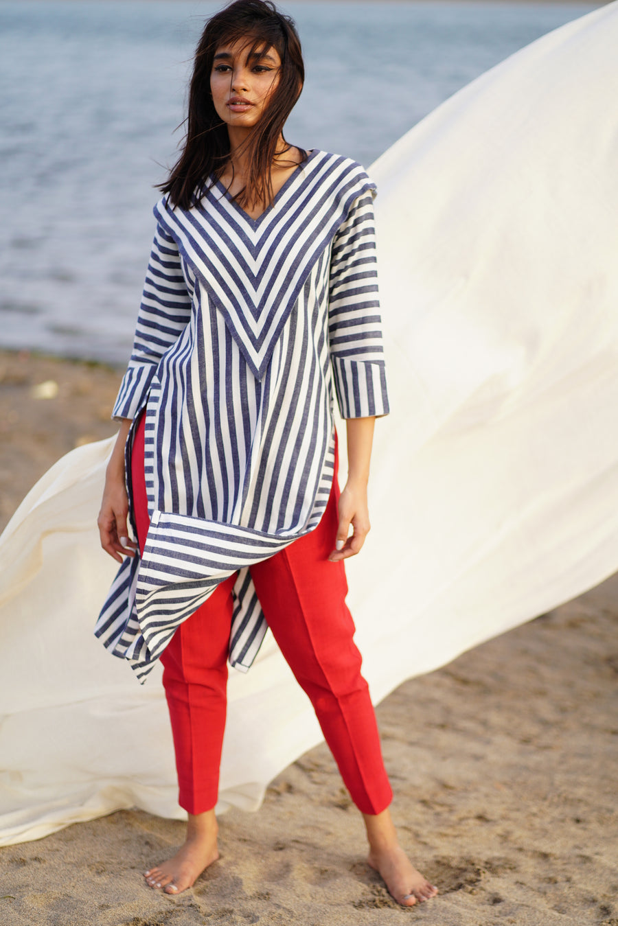 Highly Tailored Striped Cotton Kurta