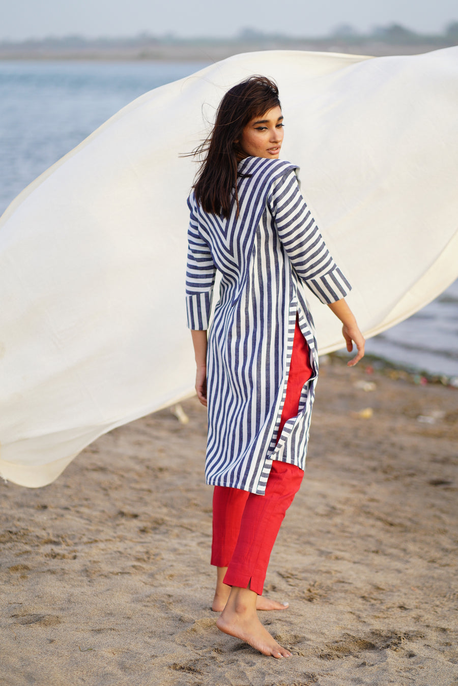 Highly Tailored Striped Cotton Kurta