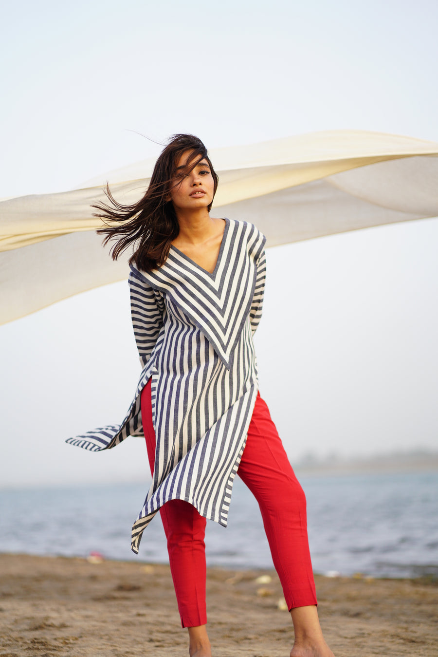 Highly Tailored Striped Cotton Kurta