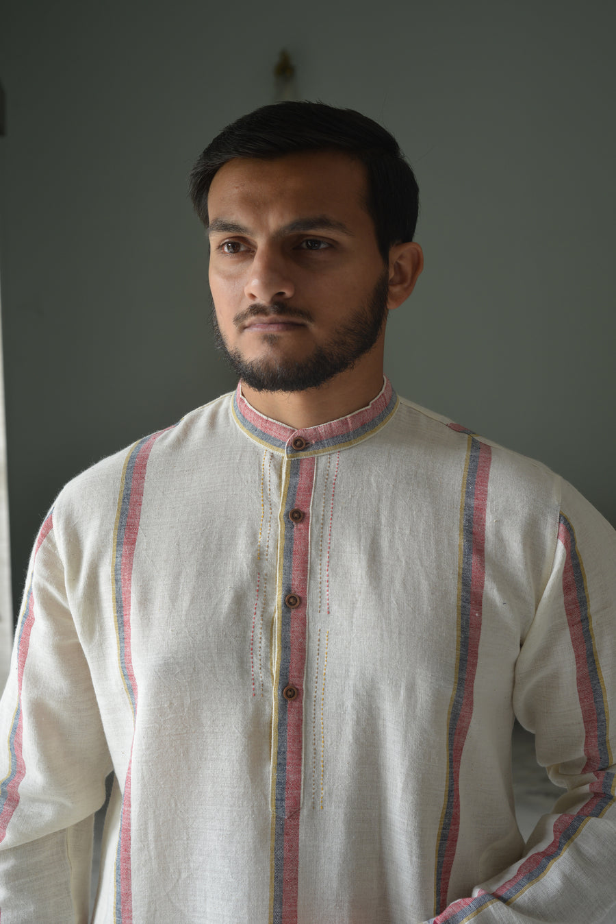 Pure Cotton Straight Fit Stripped Men's Kurta