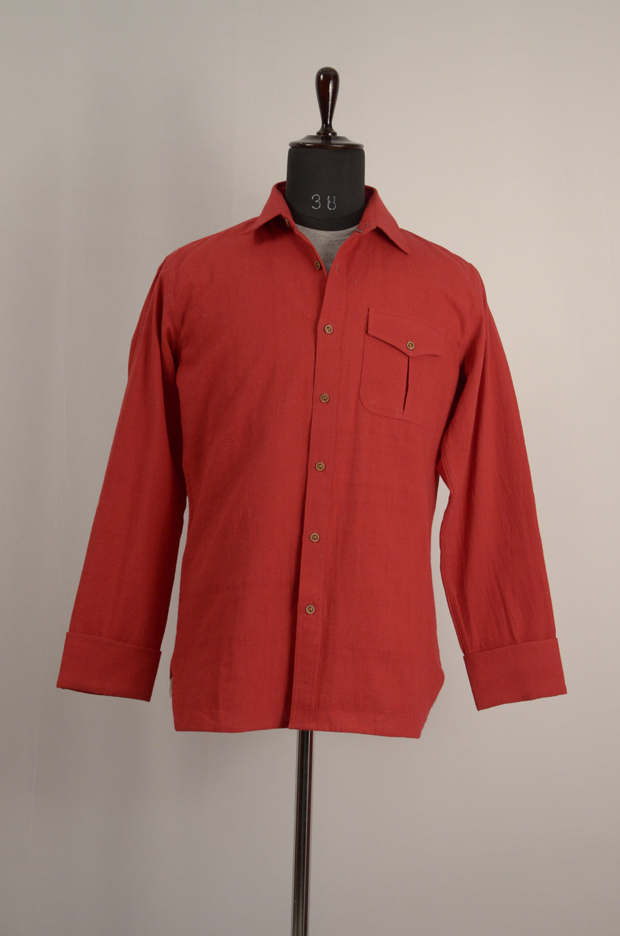 Pure Cotton Striking Red Engineered Shirt