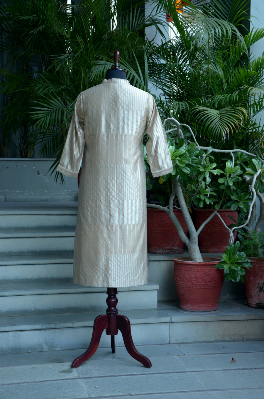 Beige Handloom Benarasi Silk Kurta