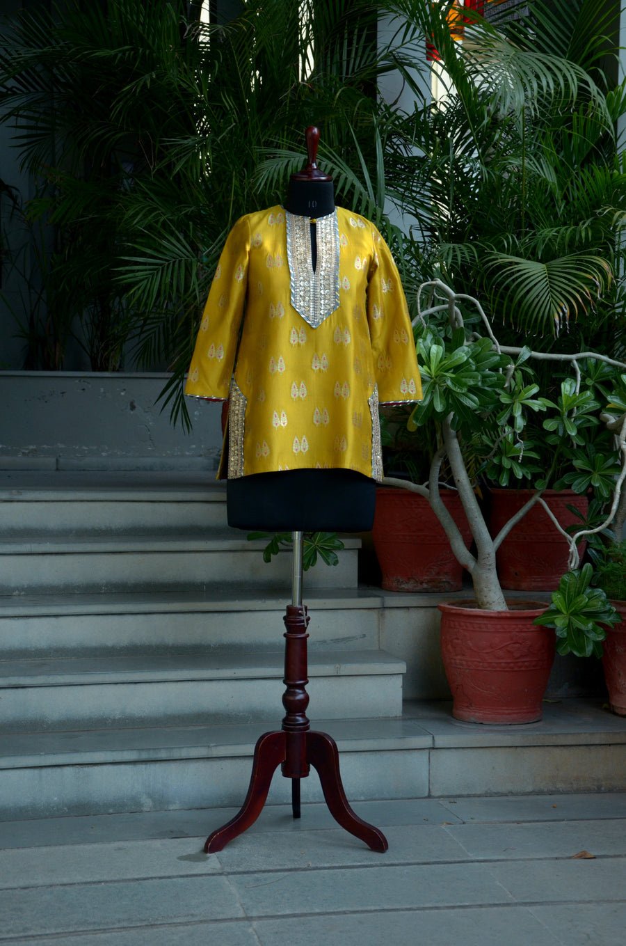 Dandelion Yellow Benarasi Silk Kurti