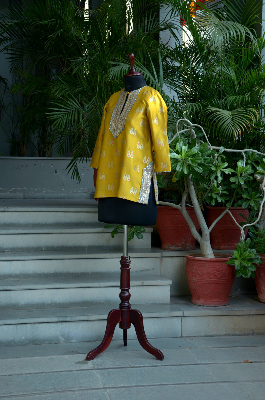 Dandelion Yellow Benarasi Silk Kurti