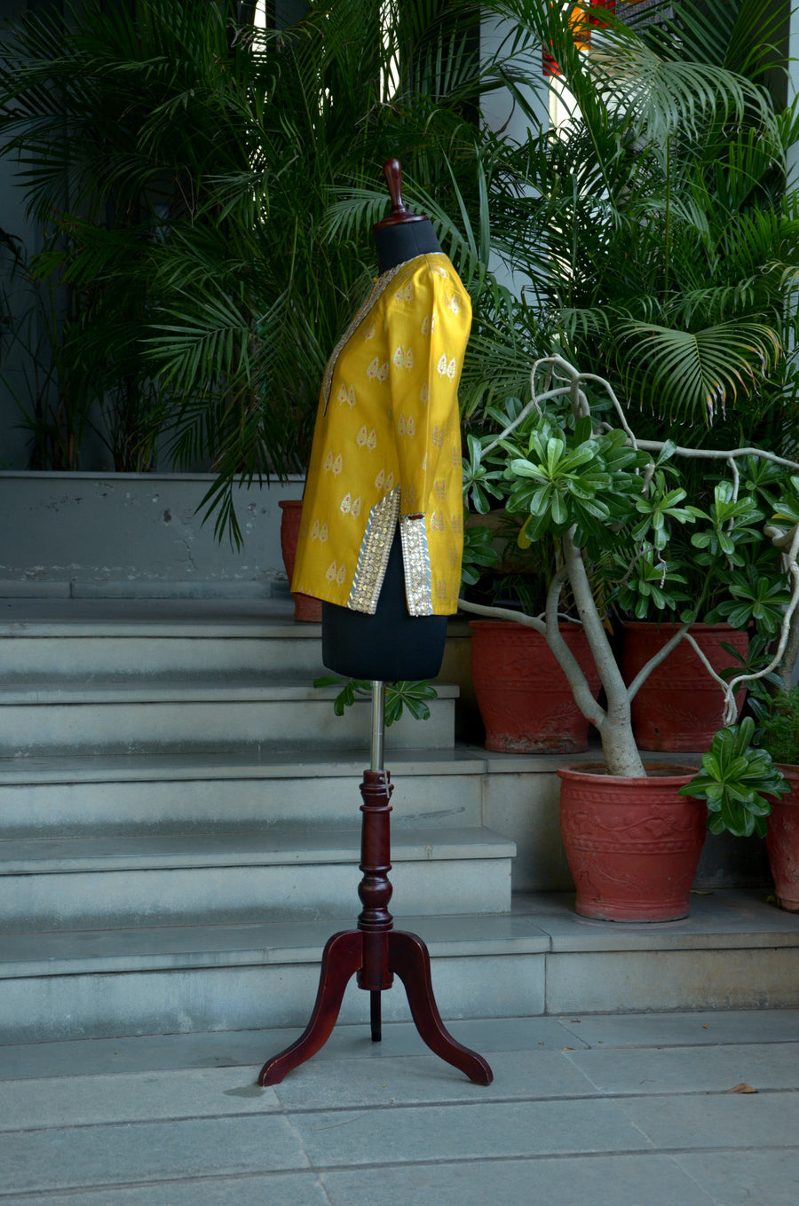 Dandelion Yellow Benarasi Silk Kurti