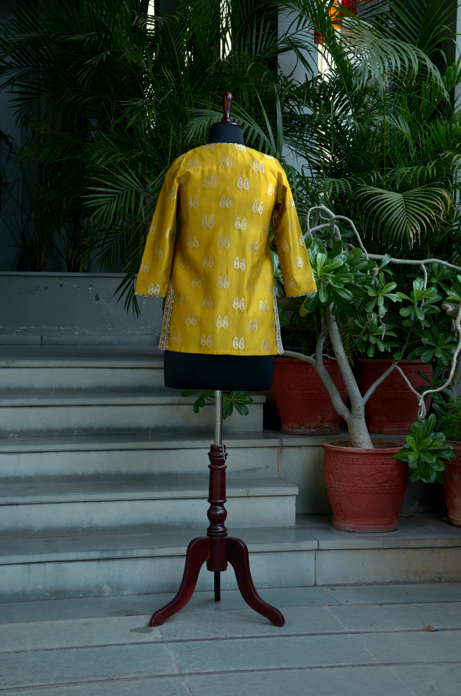 Dandelion Yellow Benarasi Silk Kurti