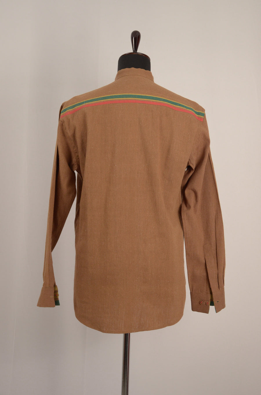 Pure Cotton  Mud Brown Stand Collar Shirt