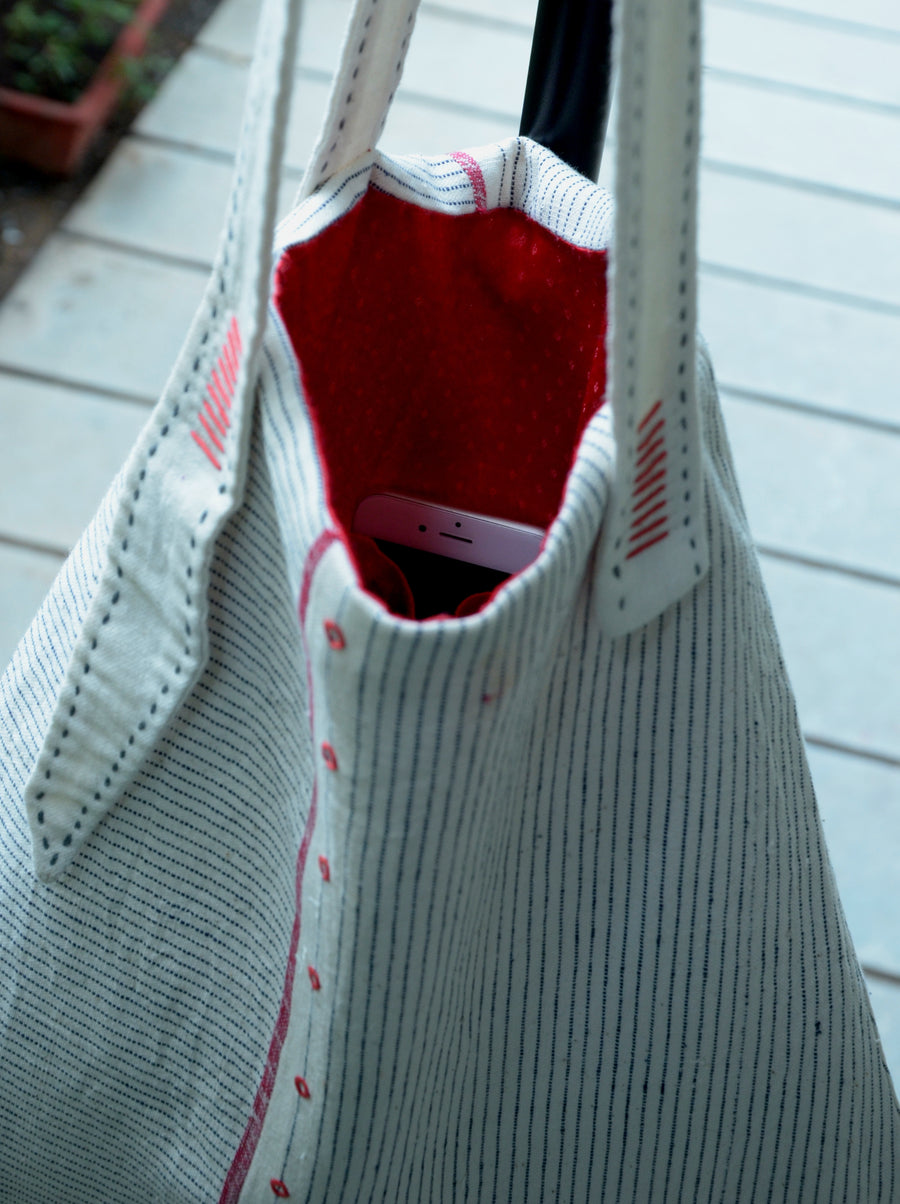 Organic Cotton Fine Stripped Tote Bag 1