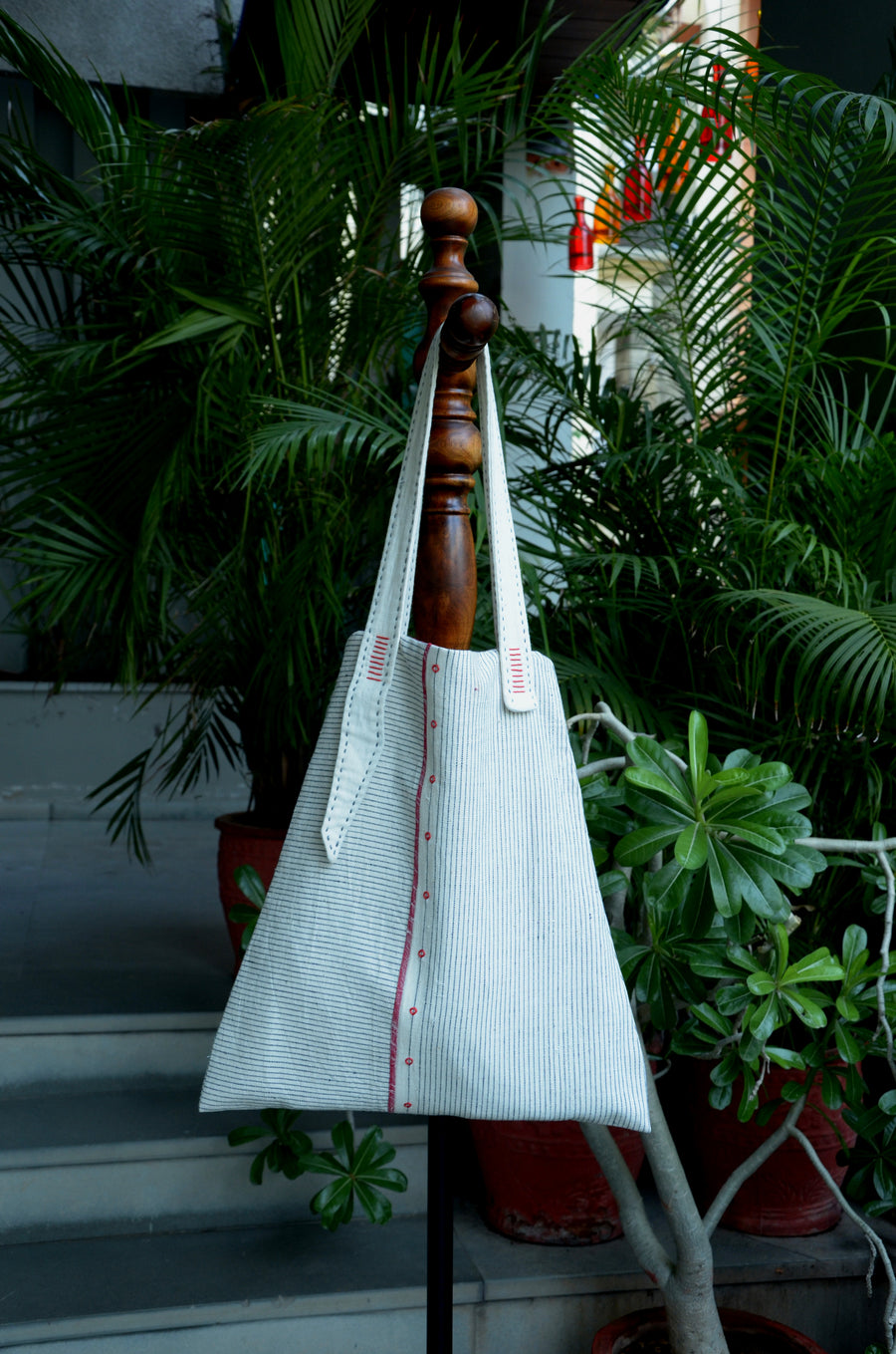 Organic Cotton Fine Stripped Tote Bag 1