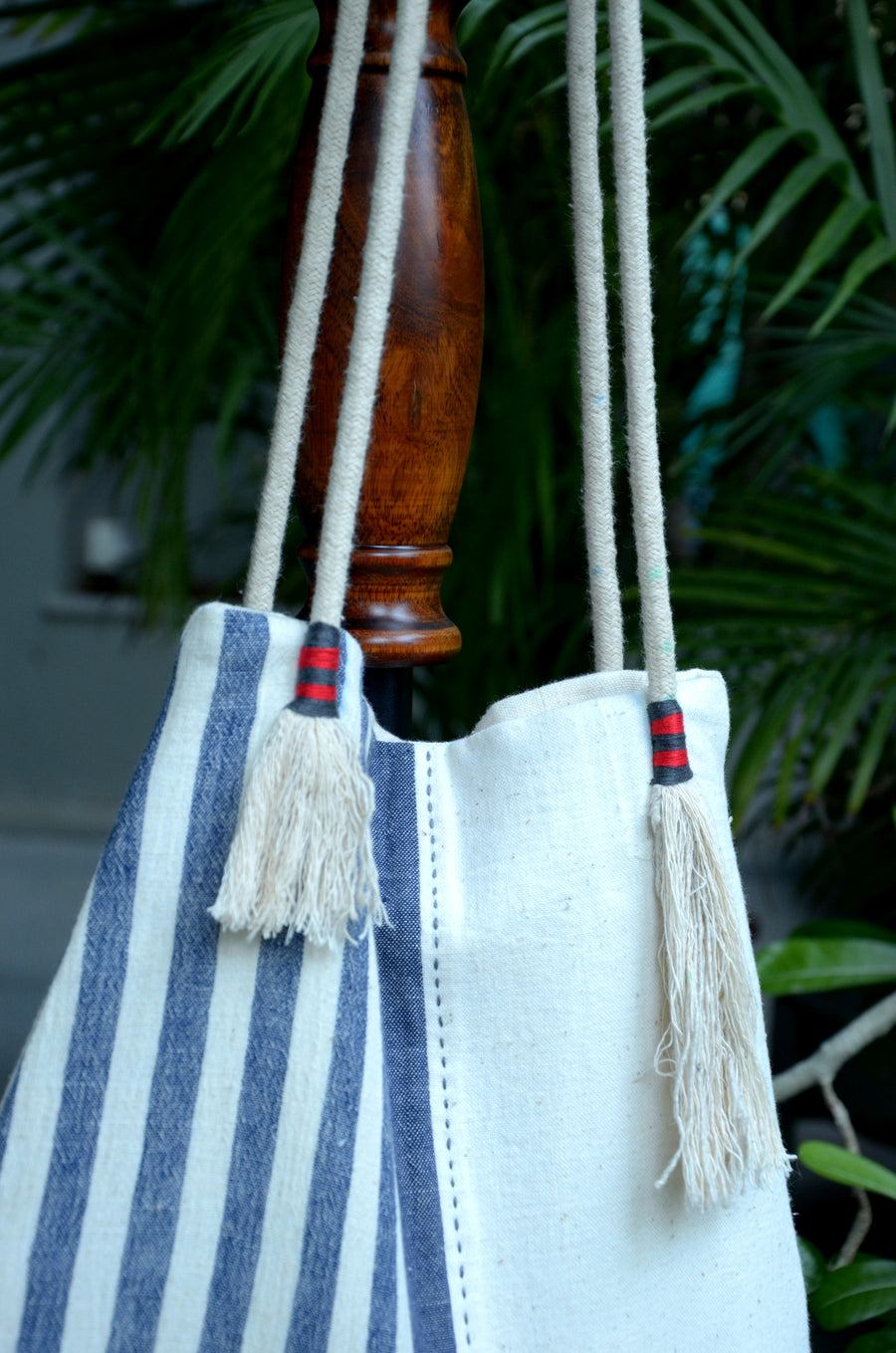 Organic Cotton Half Stripped Tote Bag 2